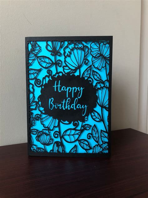 Happy Birthday Card Svg Digital Cut File Intricate Floral Etsy Australia