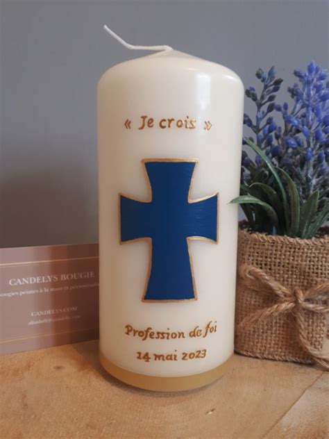 Profession de foi Croix Je crois Candelys Bougies illustrées et