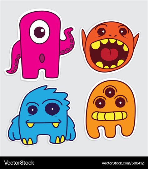 Cartoon monster stickers Royalty Free Vector Image