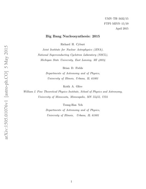 Big Bang Nucleosynthesis: 2015