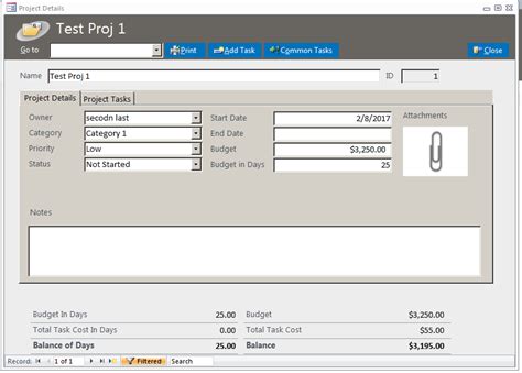 Project Management Access Database Template