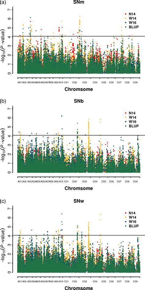 Manhattan Plots Generated From Gwas Results For Silique Number From The