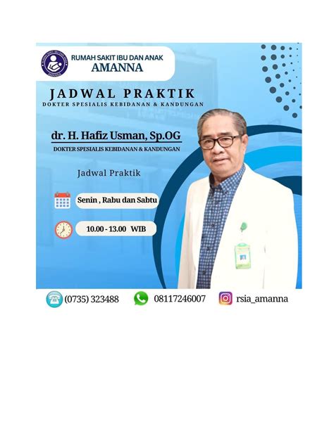 Jadwal Praktek Dokter Spesialis Kebidanan Dan Kandungan RSIA AMANNA