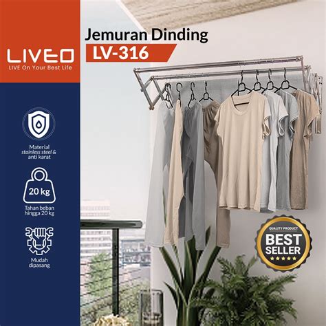 Jemuran Dinding Baju Stainless Steel Liveo Lv Jemuran Lipat