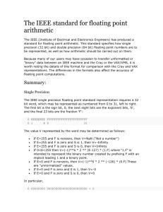 The IEEE Standard For Floating Point Arithmetic