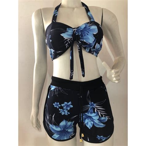 Biqu Nis Hot Pants Estampado Tima Qualidade Bojo Pe As Top Calcinha E Shorts Shopee Brasil