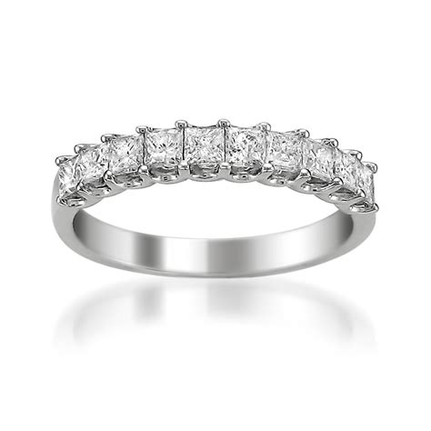 14k White Gold Princess Cut Diamond Bridal Wedding Band Ring