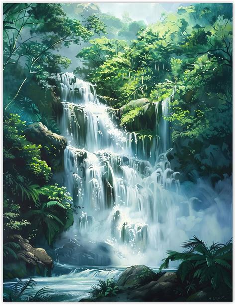 amazoncom artery jungle waterfall amazon rainforest landscape living