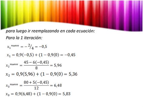 Métodos iterativos gauss seidel con relajación PPT