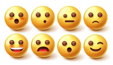 Conjunto de vectores de caracteres emoji emoticon 3d en expresión