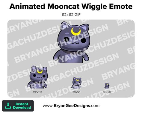 Animated Black Moon Cat Wiggle Twitch Emote For Streaming Youtube