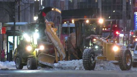 Snow Removal In Downtown Montreal At Evening Rush Hour Youtube