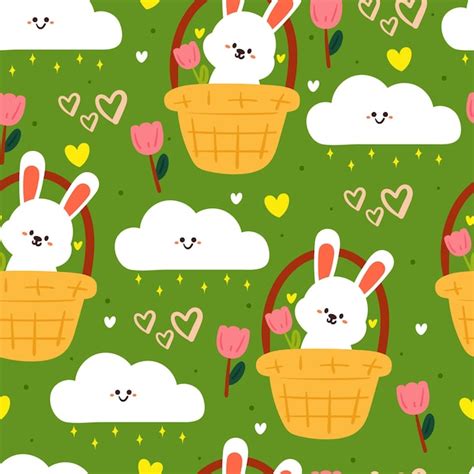 Premium Vector Seamless Pattern Cartoon Bunny