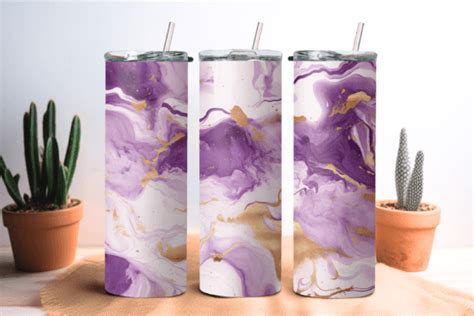 Purple Gold Marble Tumbler Wrap Graphic By Kiwicakestudio Creative