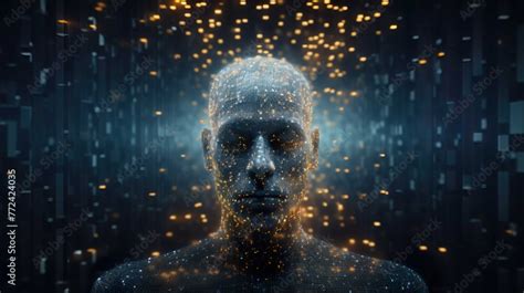 Artificial Intelligence Background D Dissolving Human Head Made With