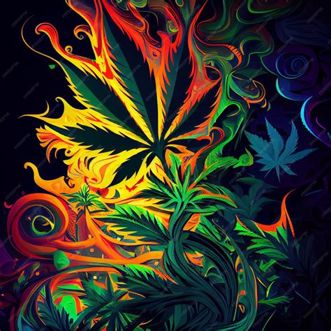 Premium Photo | Marijuana leaf on abstract background psychedelic weed ...