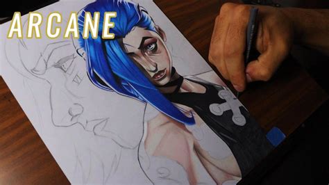 Desenhando Jinx E Vi Arcane Desenho Na Folha Cinza Youtube