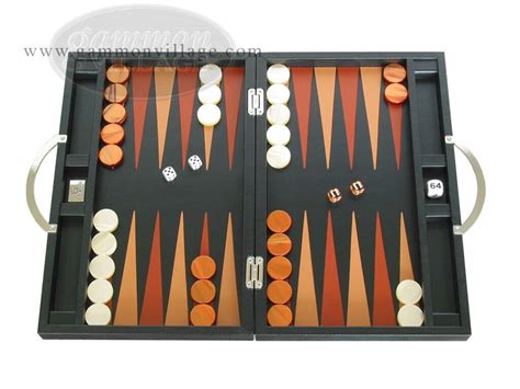 Zaza And Sacci Leather Backgammon Set Travel Black Board Ebay