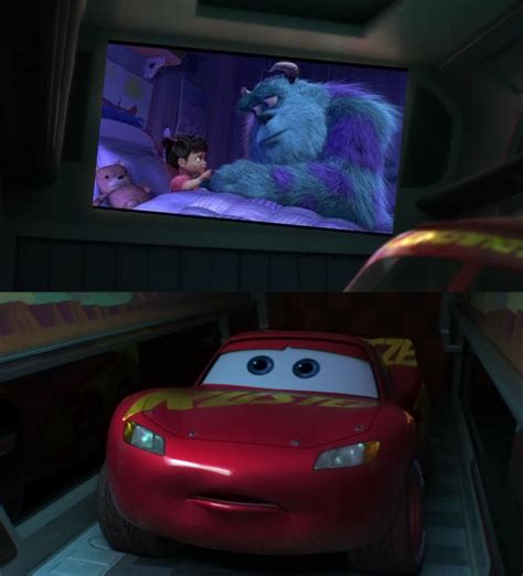 Lightning McQueen watches Monsters Inc by ehrisbrudt on DeviantArt