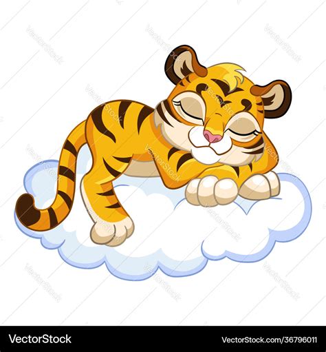 Cute sleeping tiger cartoon character Royalty Free Vector