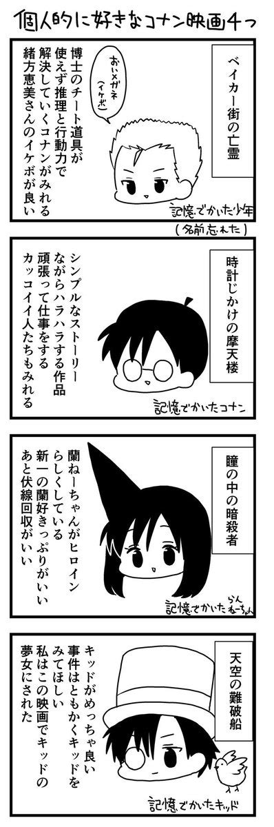 コナン「コナン映画で特に好きなの4つについて書きました。 オチは特にありません！ 」お肉おいしいの漫画