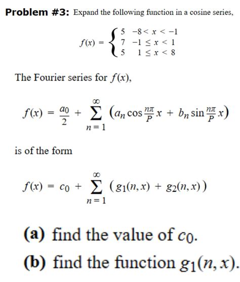 Solved Problem 3 Expand The Following Function In A Cosine