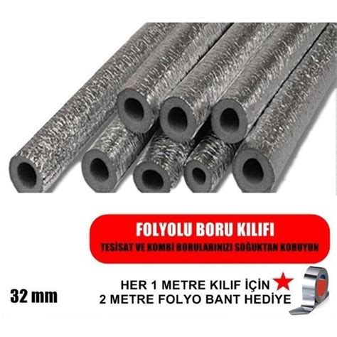 BORU İZOLASYON KILIFI 32MM FOLYOLU İZOCAM KAPLI BORU FOLYO BORU M