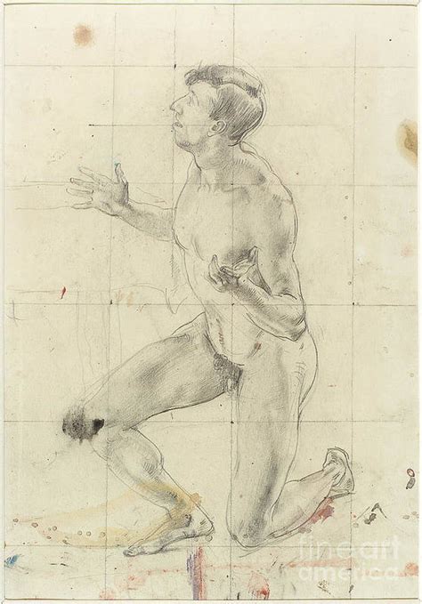Study Of A Kneeling Nude Man Turned To The Left Art Print By Henry Tonks Pixels