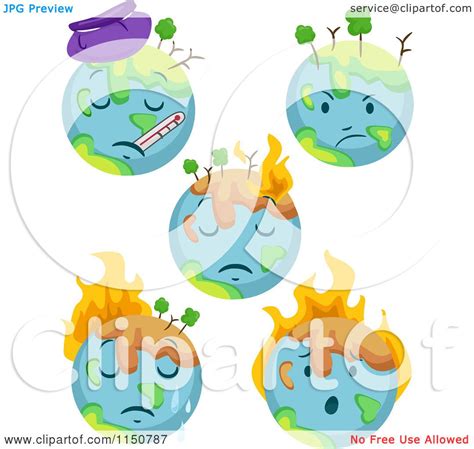 Cartoon Of Sick Earth Globes Royalty Free Vector Clipart By Bnp