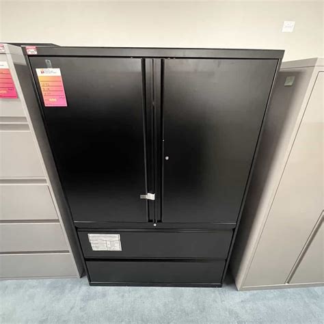 64" High Black Metal Storage Cabinet with 2 Drawer Lateral | Office ...