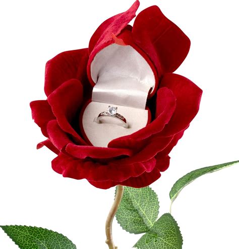 Noble Rose Ring Box Flower Heart Engagement Ring Box For Proposal