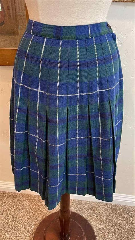 Vintage Tartan Plaid Wool Pleated Skirt S Early Gem