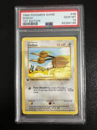 1999 Pokemon Base Set Shadowless 1st Edition Doduo 48 PSA 10 GEM MINT