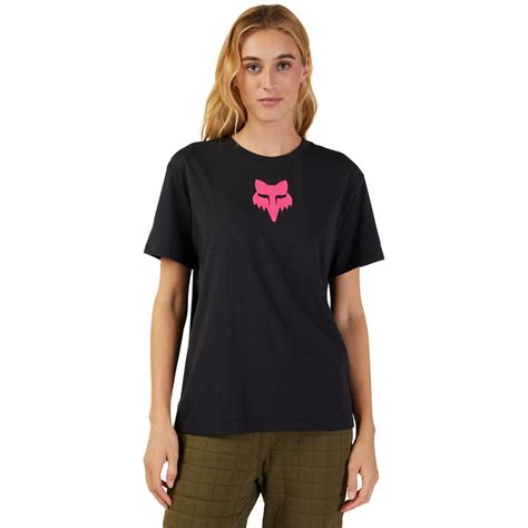 Fox Femme T Shirt Core Fox Head Noir Pink Maciag Offroad