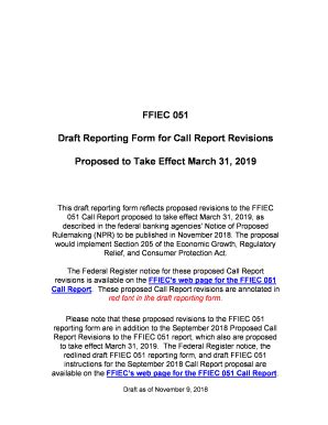 Fillable Online FFIEC 051 Draft Reporting Form For Proposed To Take