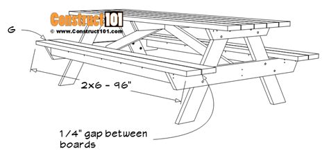 8 Foot Picnic Table Plans DIY Projects Construct101