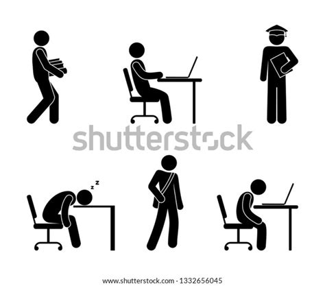 College Student Stick Figure Icon Set Stock Vector (Royalty Free ...