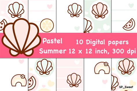 Pastel Summer Digital Paper Pack Graphic By Spsweet Creative Fabrica