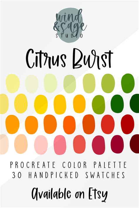 Citrus Procreate Color Palette Color Swatches Procreate Palette