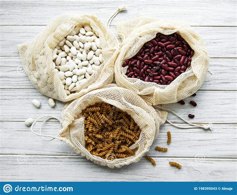 Zero Waste Concept Eco Bags With Beans And Pasta Stock Image Image