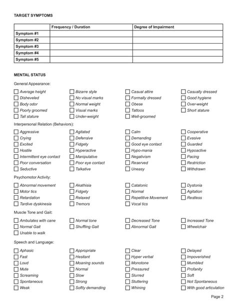 Psychiatric Assessment Editable Fillable Printable PDF