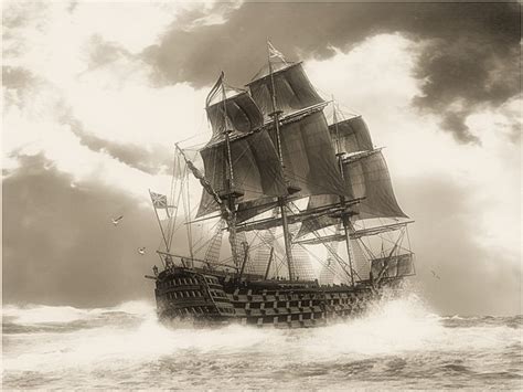 Ship Boat Sailing Ship Vehicle Artwork Sepia Ghost Ship