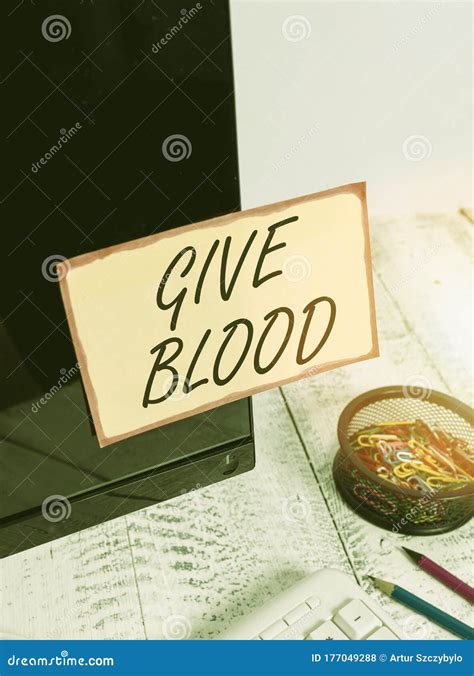 Writing Note Showing Give Blood Business Photo Showcasing