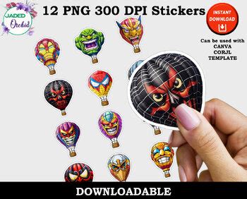 Comic Inspired Hot Air Balloon Stickers By Jaded Orchid Studio Tpt