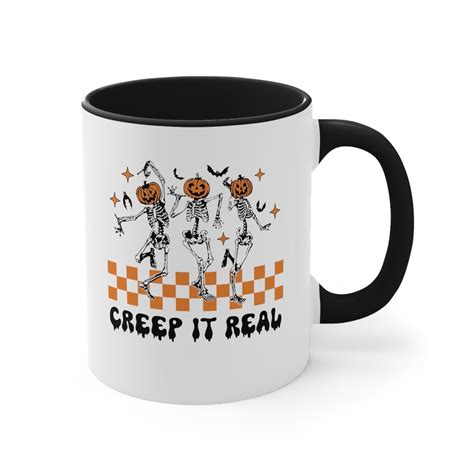 Halloween Skeleton Coffee Mug Creep It Real Mug Fall Mug Etsy