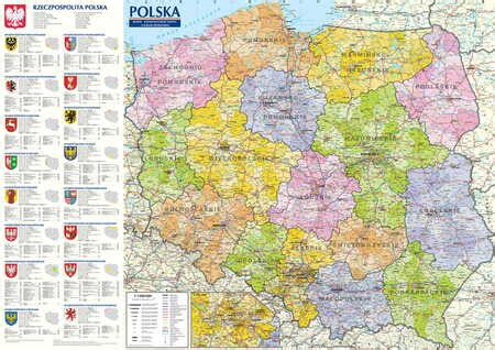 Polska Mapa Og Lnogeograficzna I Administracyjno Samochodowa