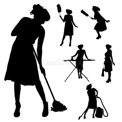 Vector Silhouette Of A Cleaning Lady Stock Vector Illustration Of