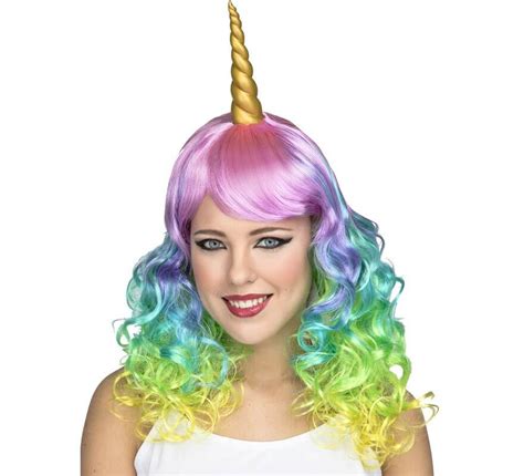 Parrucca Unicorno Multicolore Con Corno