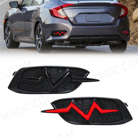 For Honda Civic 2016 2017 2018 2019 2020 Car Rear Bumper Reflector LED