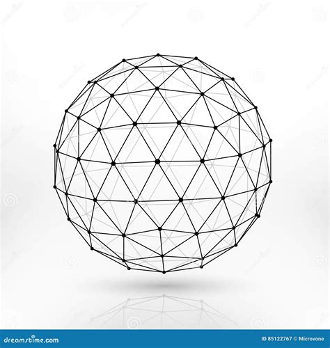 Esfera Poligonal Do Vetor De Wireframe Linhas Projeto Abstrato Da Rede